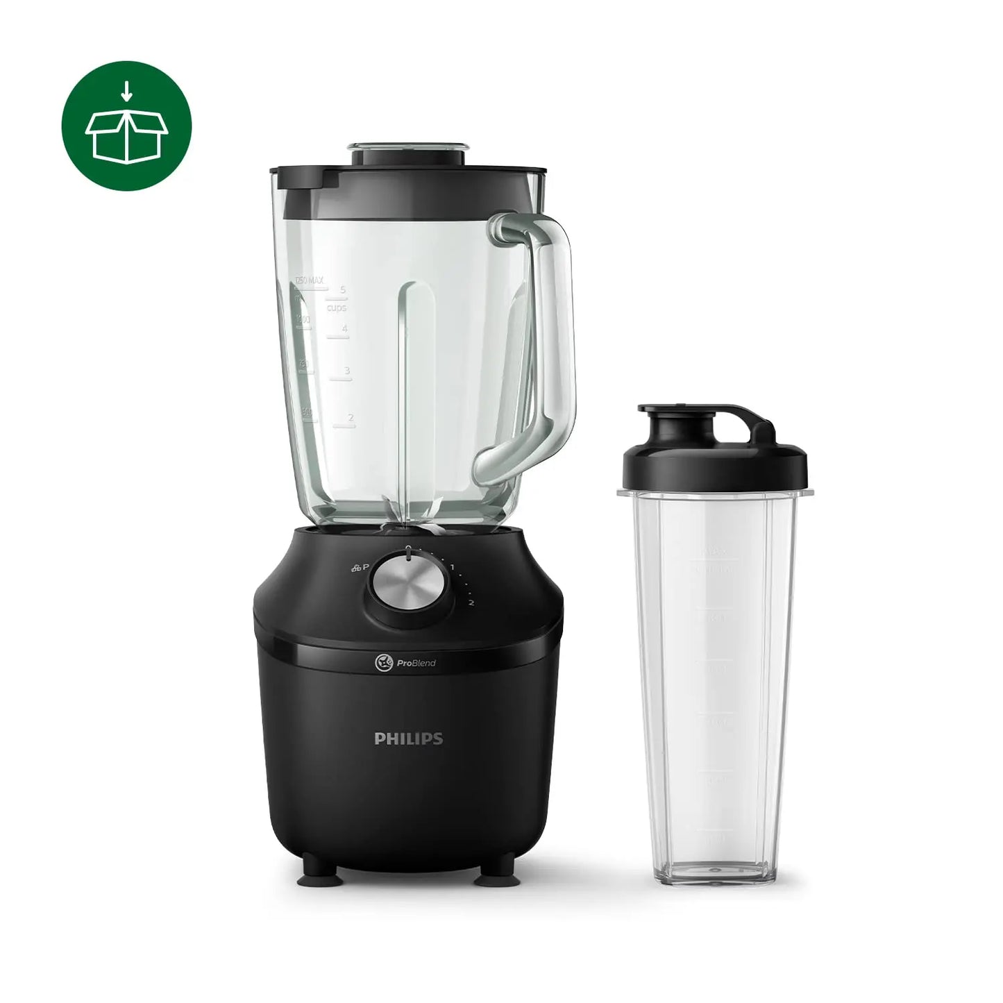 PHILIPS Blender ProBlend 4 Blades 1.9L Max Capacity 450W + E-book offert Simply smoothies