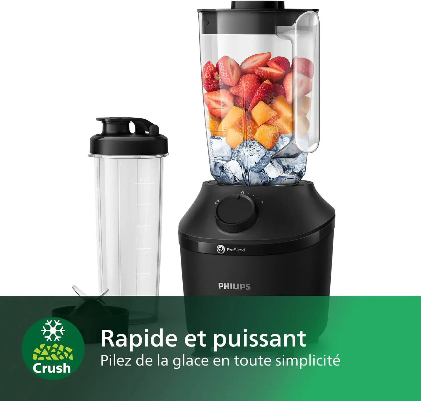 PHILIPS Blender ProBlend 4 Blades 1.9L Max Capacity 450W + E-book offert Simply smoothies
