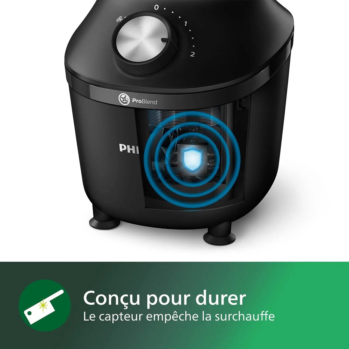 PHILIPS Blender ProBlend 4 Blades 1.9L Max Capacity 450W + E-book offert Simply smoothies