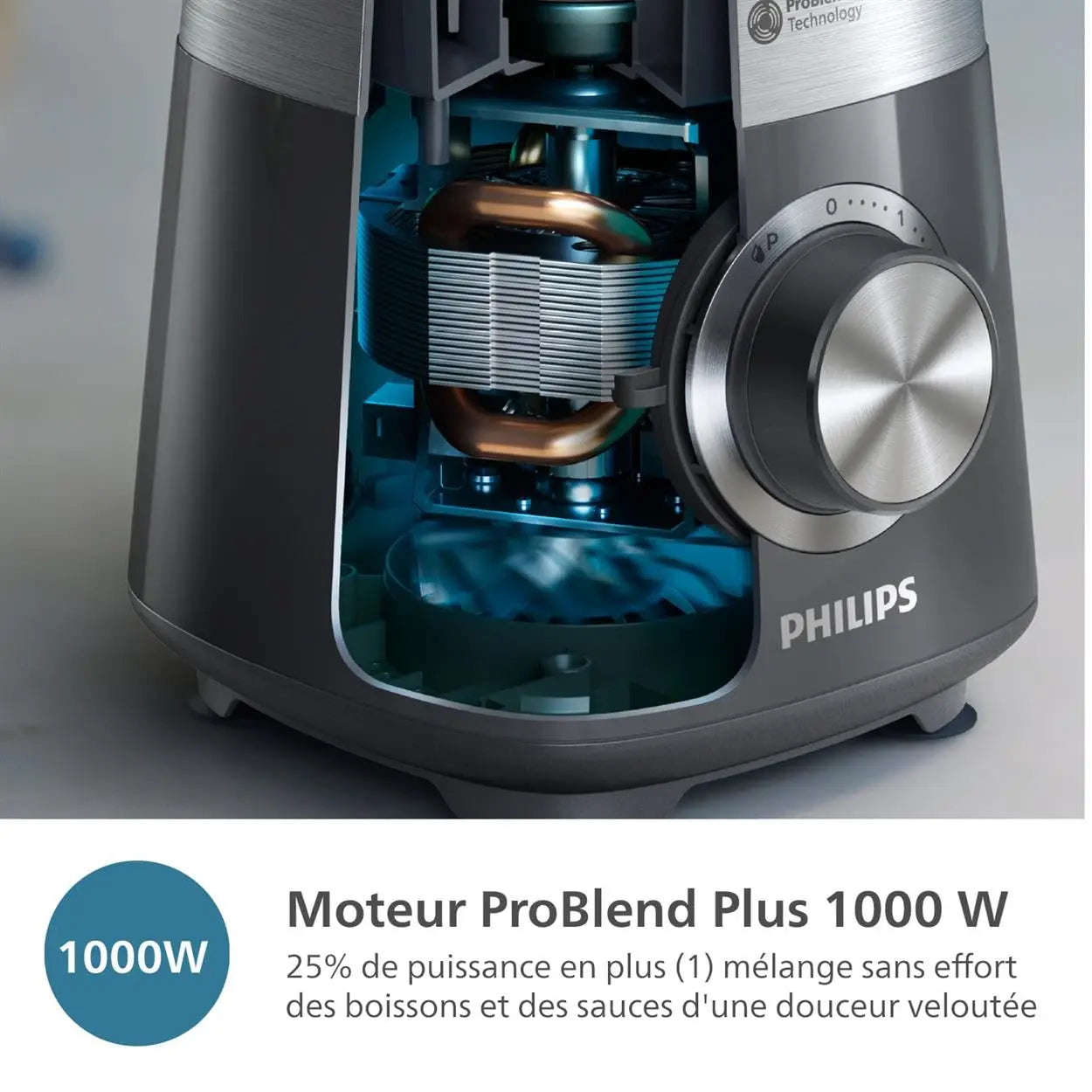 PHILIPS Blender ProBlend 4 Blades 1.9L Max Capacity 450W + E-book offert Simply smoothies