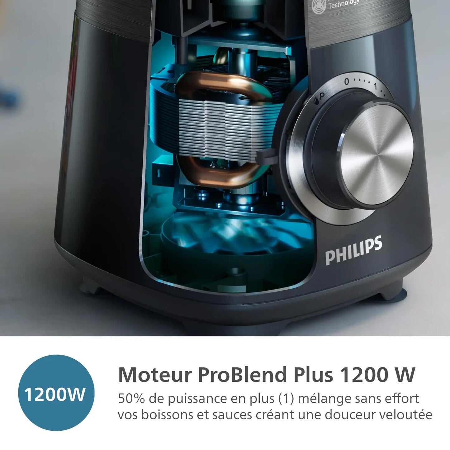 PHILIPS Blender ProBlend 4 Blades 1.9L Max Capacity 450W + E-book offert Simply smoothies
