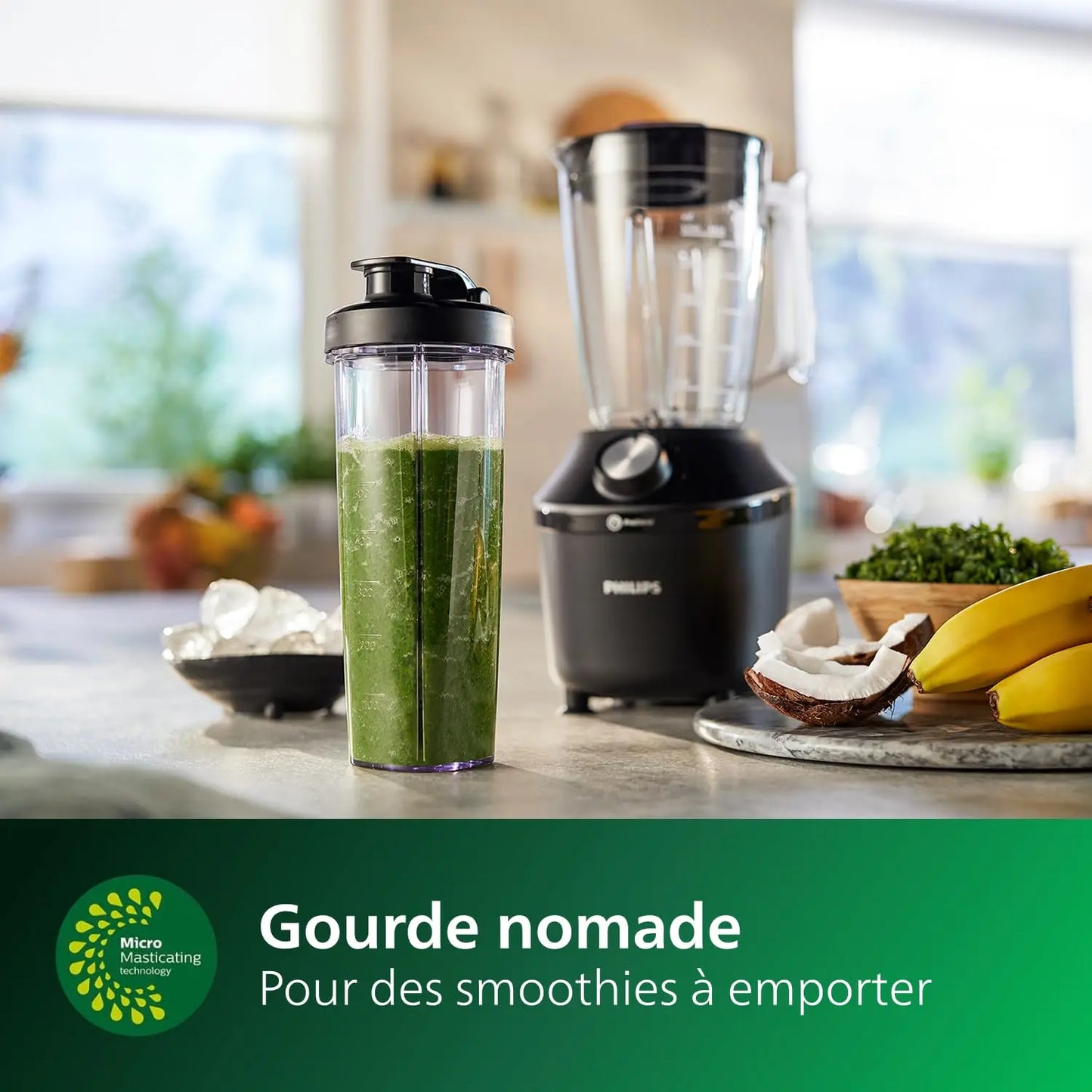 PHILIPS Blender ProBlend 4 Blades 1.9L Max Capacity 450W + E-book offert Simply smoothies